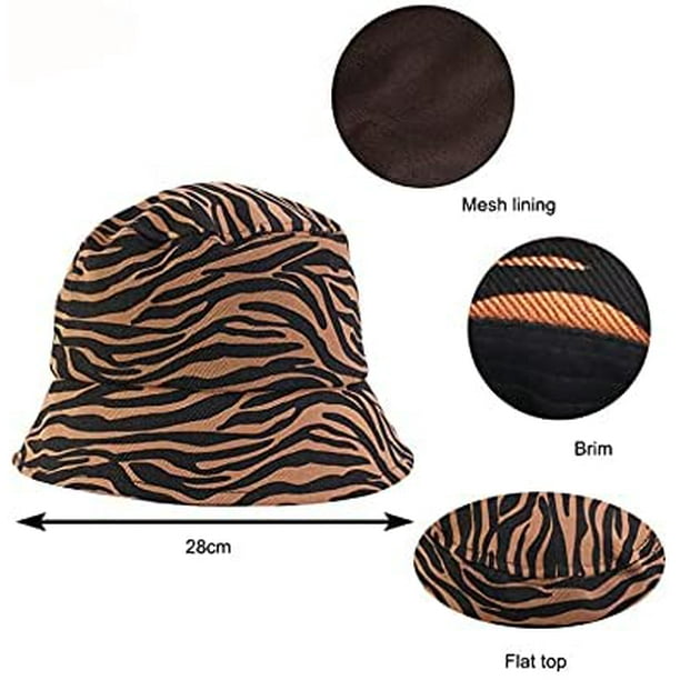 Ffiy Zebra Print Bucket Hat Outdoor Beach Summer Cap Fishing Hat For Women Men Fisherman Sun Visor Travel Caps White 