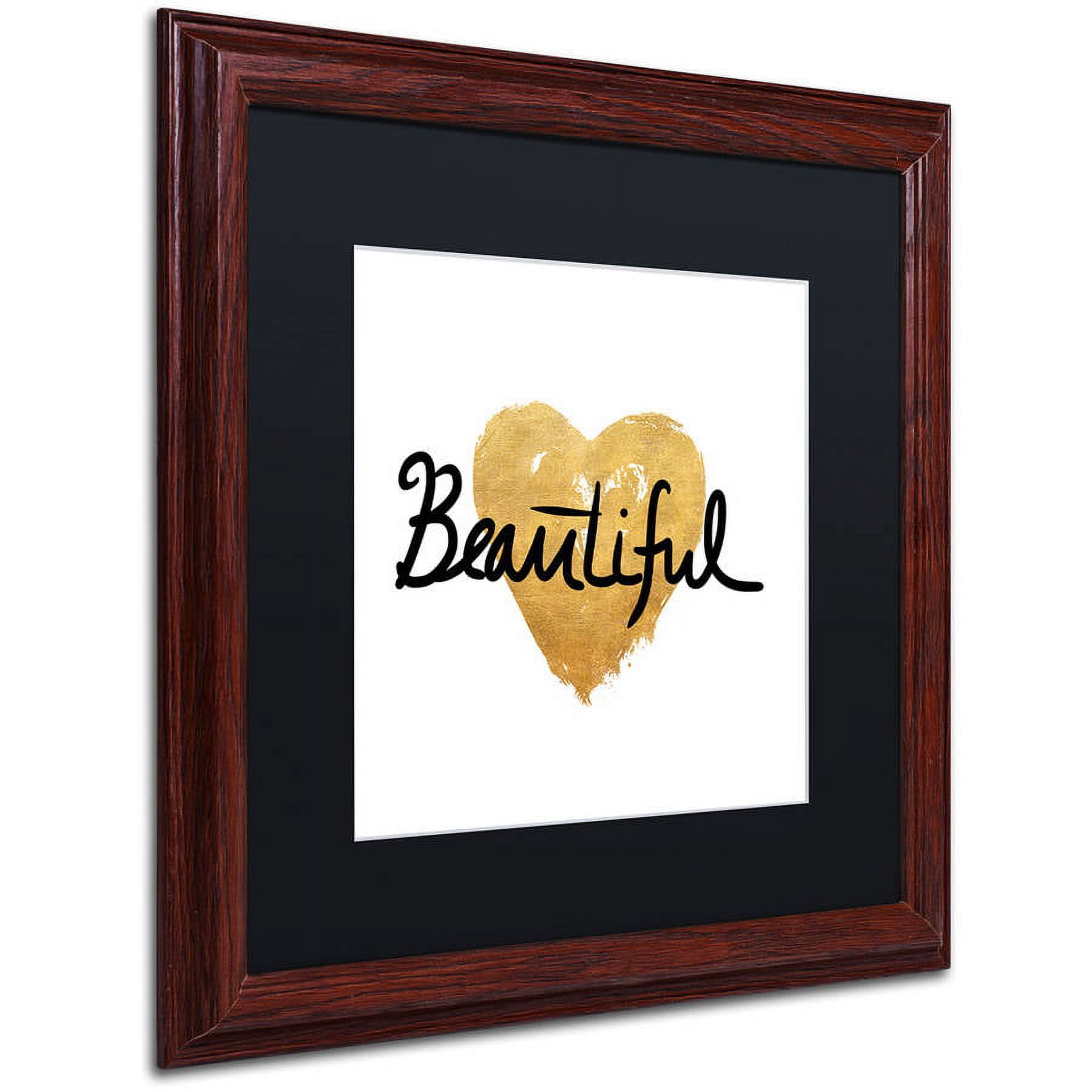 Trademark Fine Art "Beautiful On White" Canvas Art by Lisa Powell Braun, Black Matte, Wood Frame