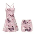 thumbnail image 5 of Yuyamidu Pink Butterfly Womens Athletic Dress Cherry Blossom Summer Tennis Workout Sports Dress Built in Shorts with Pocket 2 Piece Wear Spaghetti Straps Dresses Size 2XL, 5 of 7