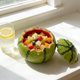thumbnail image 5 of Cuenco de cerámica con forma de sandía de verano, con tapa y cuchara, 12,7 cm, verde, de grado alimenticio, para ensaladas, postres, aperitivos y almacenamiento., 5 of 6