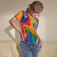 thumbnail image 3 of Saiise Perroquet Coloré Jungle Rêve un Motif Combinaison à Manches Courtes pour Femmes Col Rond Pyjama Justaucorps Extensible avec Fermeture à Pression-TTTG, 3 of 7