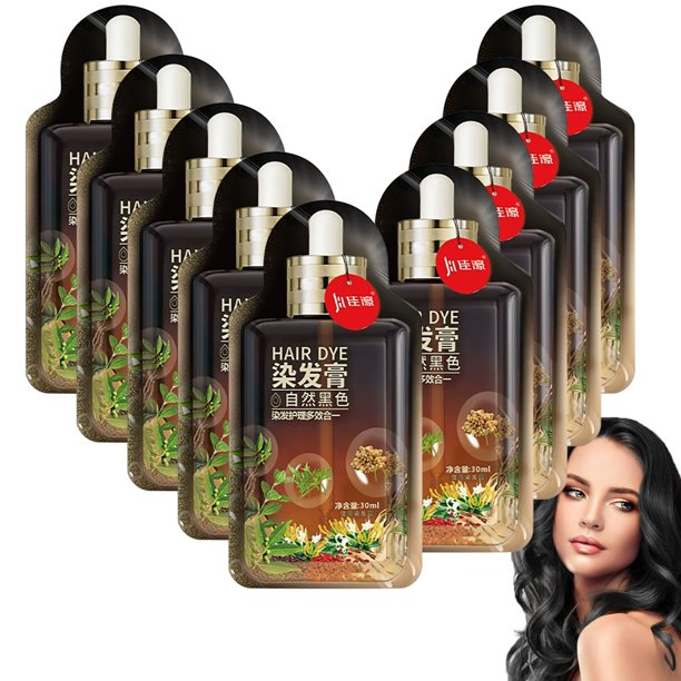 Tinte para el cabello natural de origen vegetal, 30 ml, 10 unidades por caja. Cubre las canas. Crema colorante para el cabello de origen vegetal.