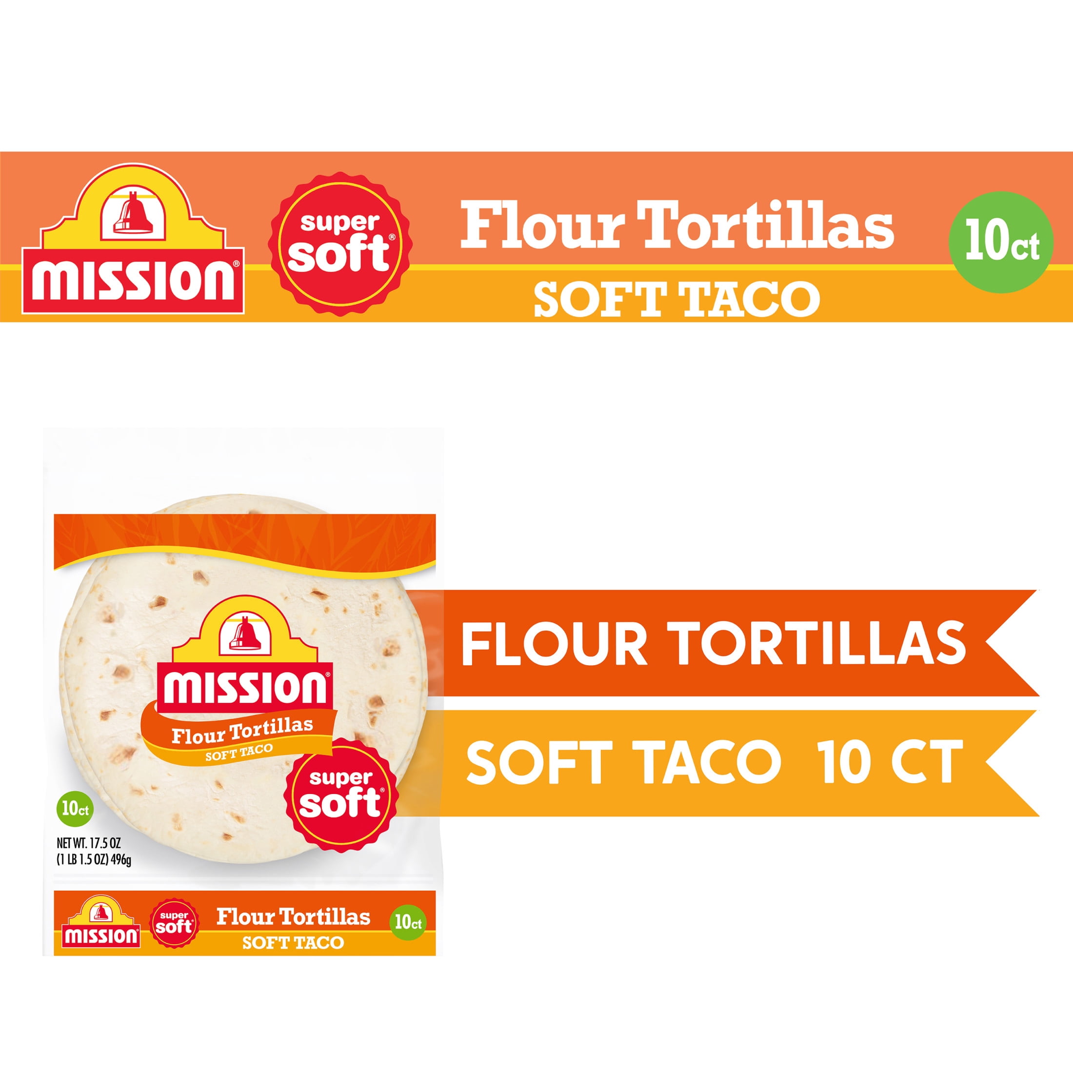 Mission Super Soft Flour Tortillas, Soft Taco Size, 10 Count