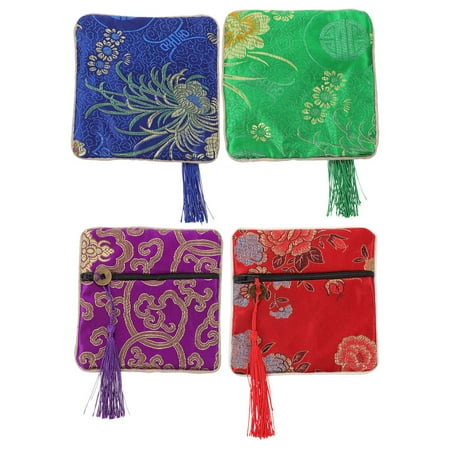 

4Pcs Exquisite Guitar Picks Storage Pouches Small Guzheng Nail Holders (Assorted Color)