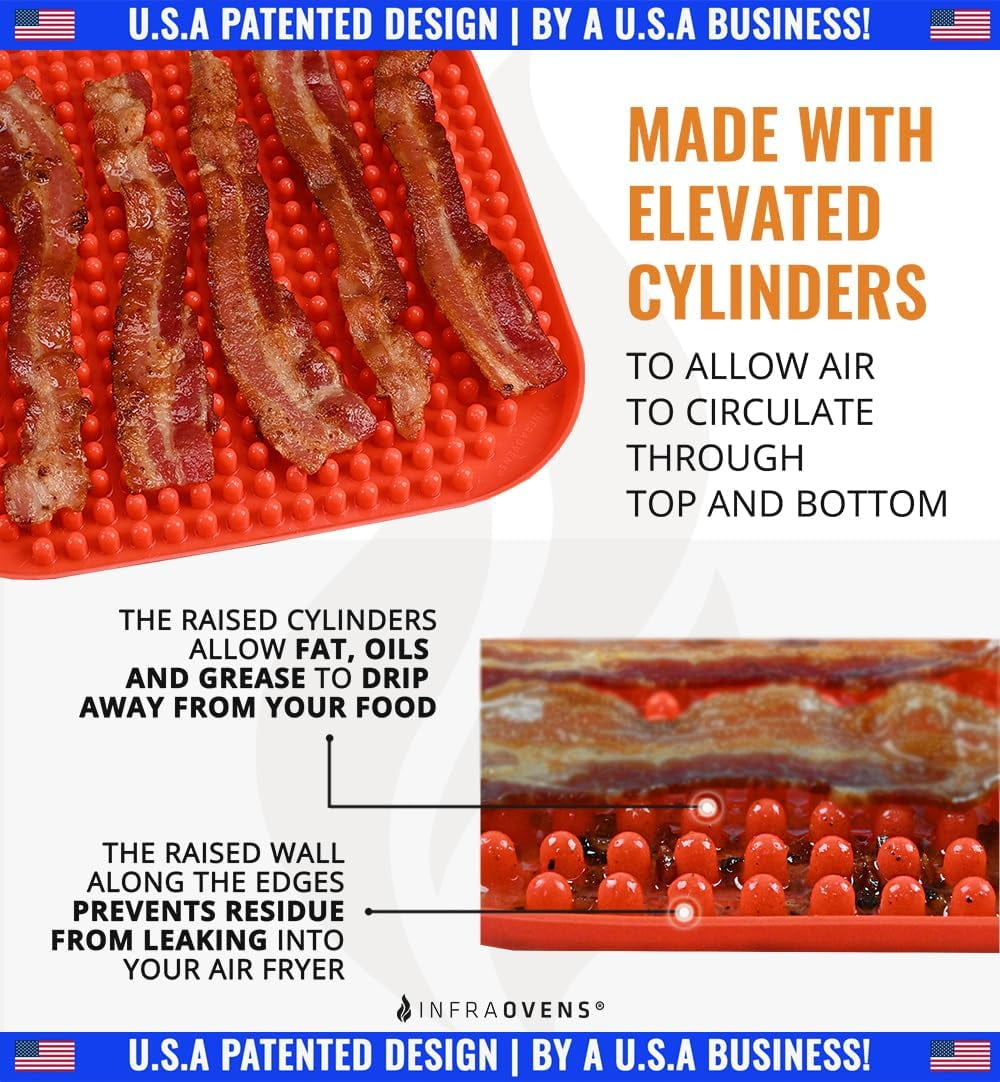 Air Fryer Liners Set of 3 with Silicone Mat, Heat Resistant Mats for Air Fryer Compatible with Ninja, Chefman, Instant Pot, Ultrean + more, Parchment Paper Liners Replacement Reusable Mats