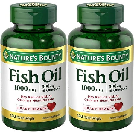 Nature's Bounty Fish Oil (Odorless) 1000 Mg, 240 Softgels (2 X 120 Count Bottles)