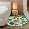 thumbnail image 2 of Pink St. Patrick's Day Round Area Rug 7Ft Washable Circle Rugs for Dorm Laundry Room, Green Shamrock Leaves Blue Cloud Non-Slip Carpet Floor Mats Indoor Outdoor Carpet Runner Aesthetic Home Decor, 2 of 8