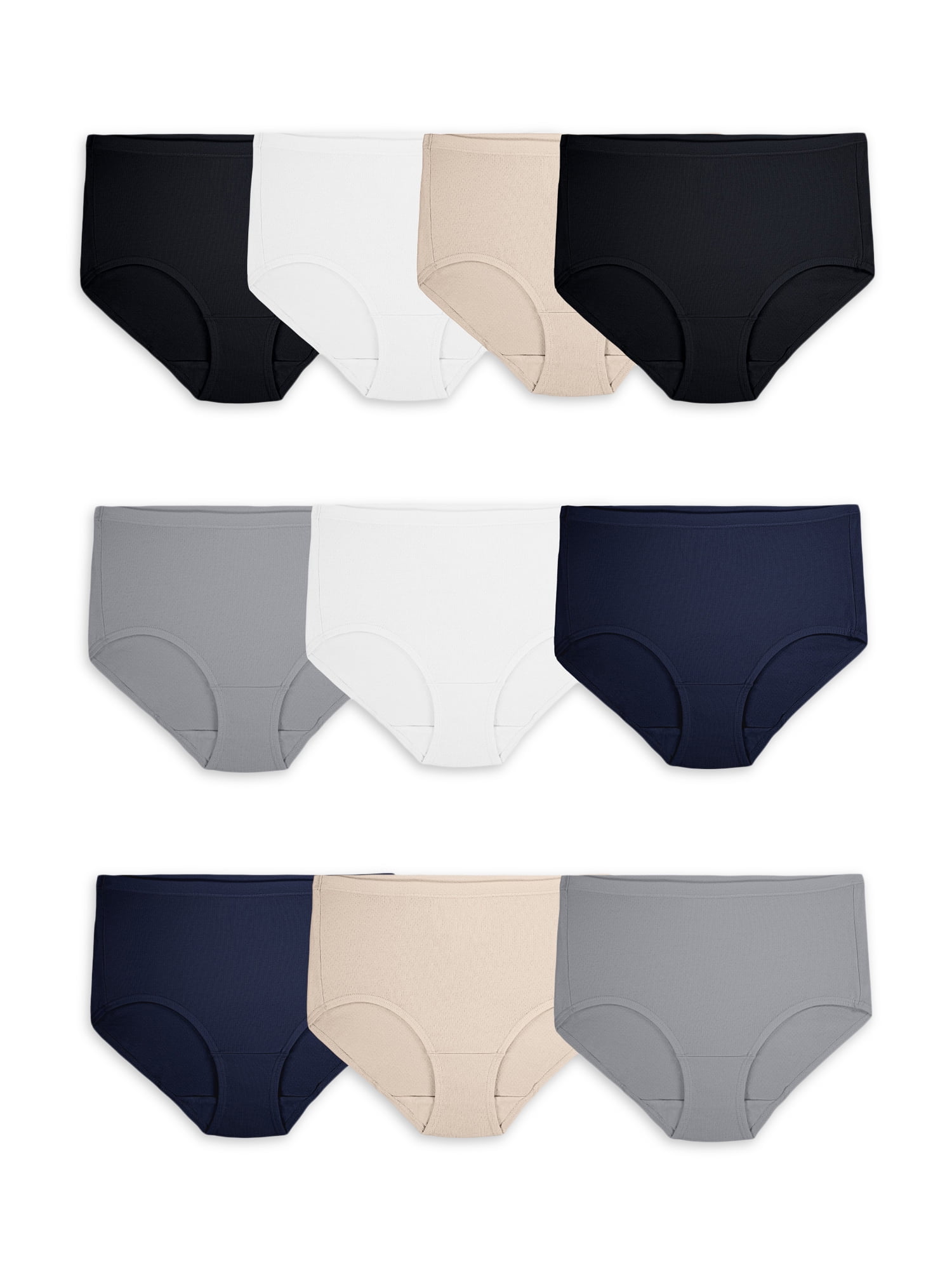 Fit for Me Women's Plus Size Brief Underwear, 10 Pack, Sizes 913