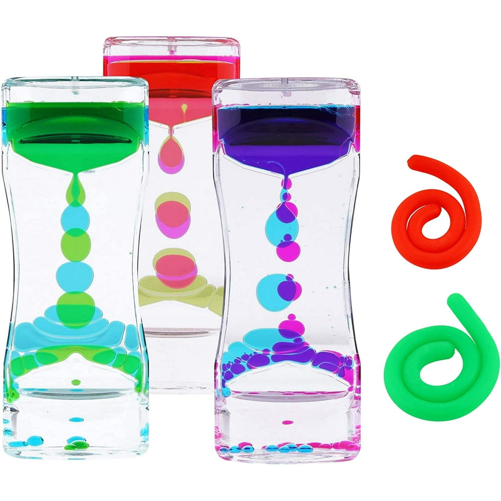 Liquid Motion Bubbler Sensory Toys 5 Pc Set Bundle Stretchy String