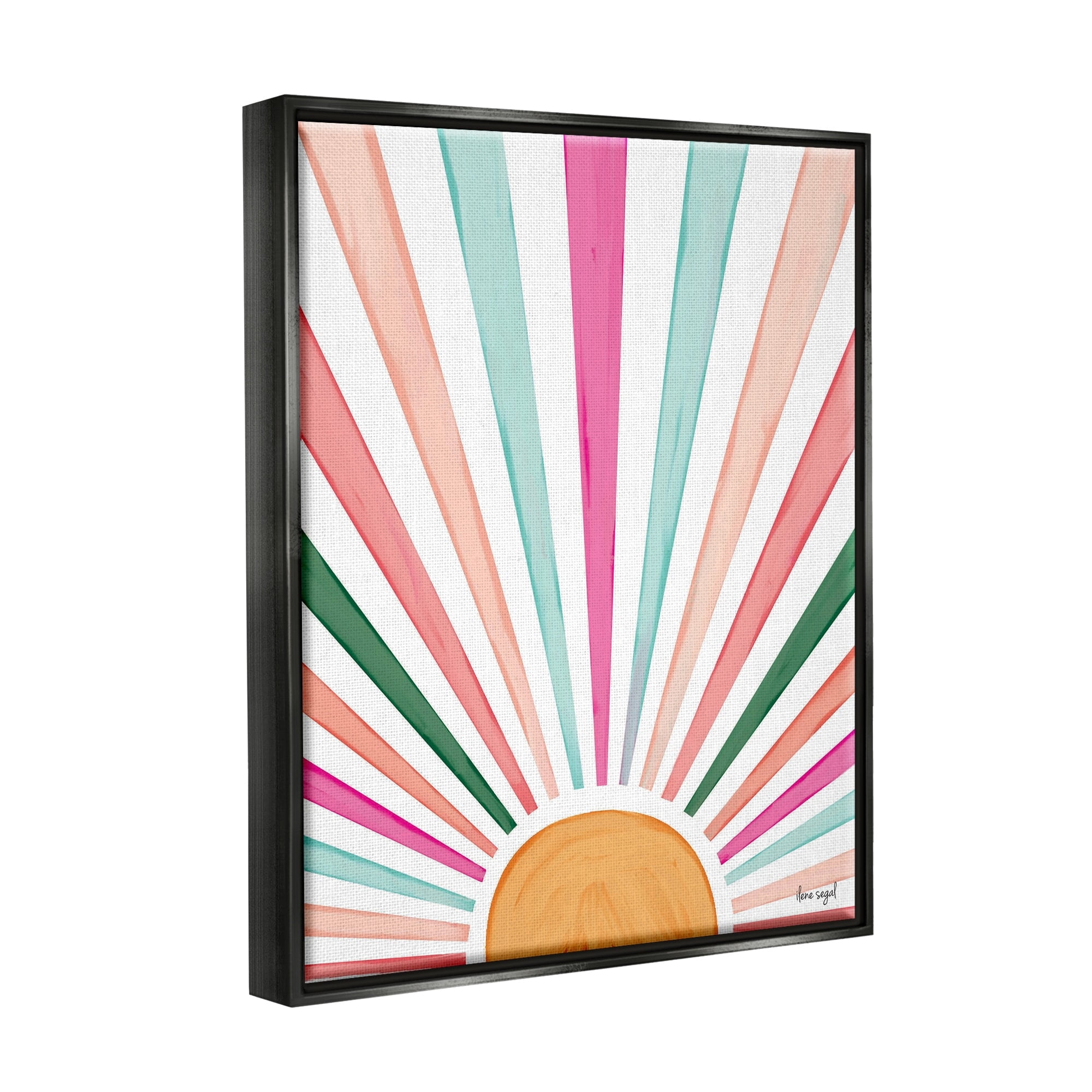 Stupell Industries Whimsical Sun Rays Shining Playful Nature Painting Graphic Art Luster Gray Floating Framed Canvas Print Wall Art, Design by Ilene Segal