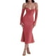 thumbnail image 1 of Vestido Largo Con Tirantes Vestido halter con manga y hombros descubiertos Traje clubwear (Rojo sandía S) Cgtredaw Para estrenar, 1 of 1
