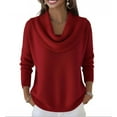thumbnail image 2 of Cyglowse Lightweight Cowl Neck Sweaters for Women Long Sleeve Knit Pullover Cozy Loose Fall Winter Wine L, 2 of 5