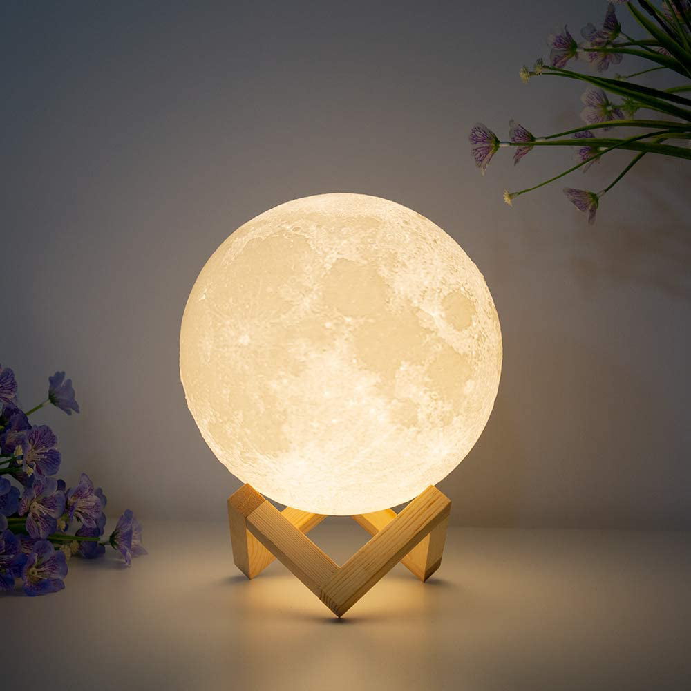 3D Printing Moon Lamp Moonlight USB LED Night Lunar Light Touch Colors Gift Xmas 