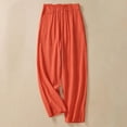 thumbnail image 2 of Pantalons Cargo pour Femmes Été Raccourcis Amples Fins Rétro Littéraire Polyvalents Fendus Pantalons pour Femmes Rouge TTG, 2 of 4