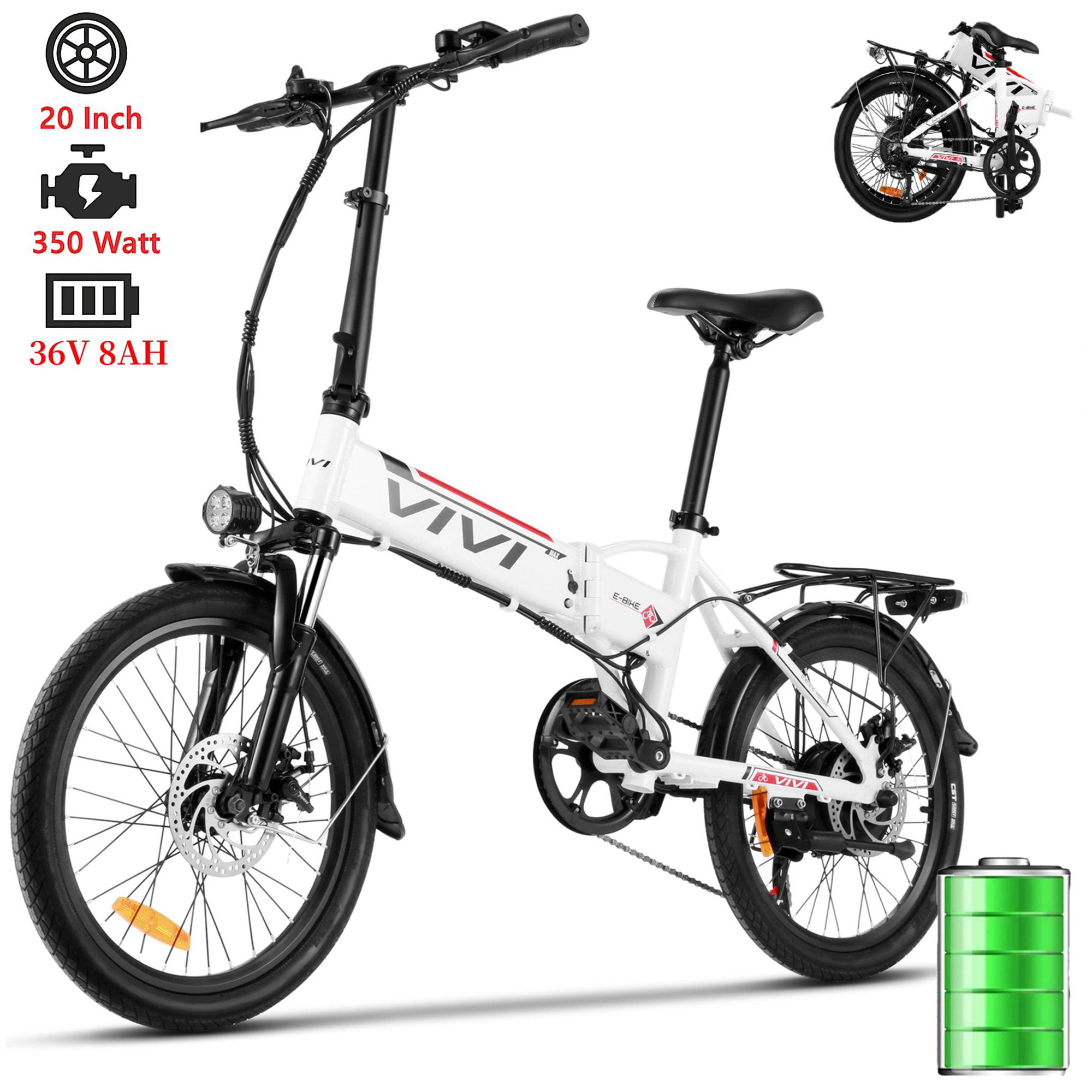 huurder Straat leerling VIVI 350W Folding Electric Bike, 20'' Electric Commuter Bike, Electric Bike  for Adults Built-in 288WH Removable Lithium-ion Battery, 7 Speed  Lightweight City Ebike Max Mileage 25 Miles - Walmart.com