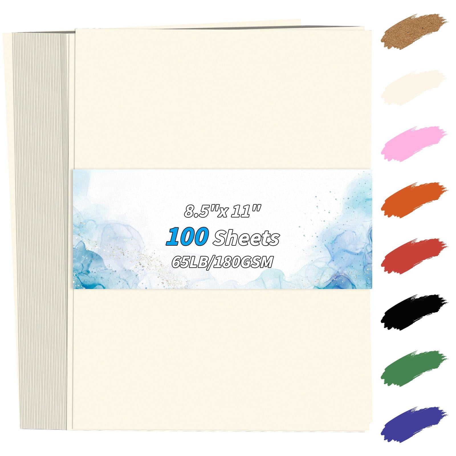 Cream Cardstock Paper 8.5'' X 11''  100 Sheets 180gsm/65 Lb Beige Printer Cover Card Stock Construction For Making Printing Craft Drawing Scrapbooking School Supplies