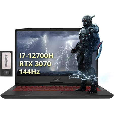 MSI Pulse GL66 15.6" FHD 144Hz Gaming Laptop, Intel i7-12700H, NVIDIA GeForce RTX 3070, 16GB RAM, 512GB PCIe SSD, RGB Backlit Keyboard, Win 11 Pro, Black, 128GB Docking Station Set