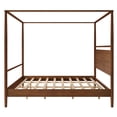 thumbnail image 5 of Euroco Wood King Size Canopy Bed, Platform Bed with Four Posters, Walnut, 5 of 7