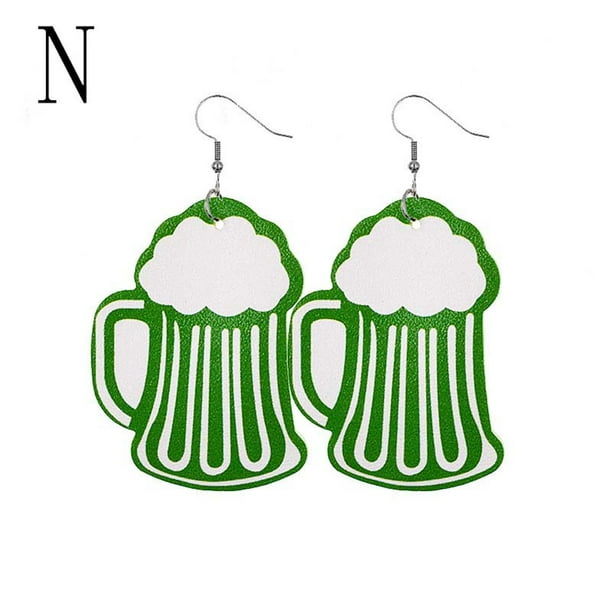 Pendientes para mujer, regalos para mujer, pendientes de San Patricio, pendientes de sombrero verde geométrico irlandés, joyería para mujer, pendientes de moda.