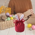 thumbnail image 5 of Bunny Drawstring Bag, Velvet Candy Pouch with Cute Ears, Easter Gift Bag for Party Favor and Decoration, 5 of 8