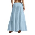 thumbnail image 5 of Staron Jupes Longues pour Femmes Été Bohème Fluides à Volants Jupe Maxi Ligne A Mode Tendance Taille Élastique Plissée Longue Robe de Plage, 5 of 5