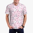 thumbnail image 3 of Balery Cute Rabbit Flower Printed Men’s Short Sleeve Polo Shirt, Midweight Men's Shirt,Golf Polo shirts -4X-Large, 3 of 9