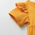 thumbnail image 5 of Infant Baby Girl Clothes Solid Color Short Sleeve Ruffle Tops Pants Headband Outfits Set (6-9 Months, Yellow), 5 of 6