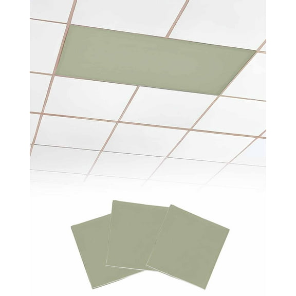 Sage Green Fluorescent Light Covers for Ceiling Lights 4x2 feet, 3 Pack Magnetic Light Filters for Classroom, Farmhouse Sage Green Decor Fluorescent Light Shade Panel for Office School Drop Home