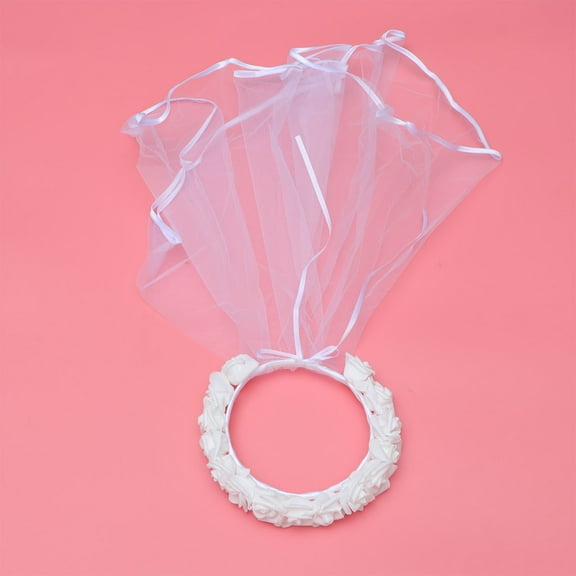 ELAYARD White Bridal Veil with Flower Wreath, 1Pc Tulle Wedding Veil for Bride Decoration and Special Occasions