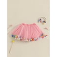 thumbnail image 4 of Suealasg Little Girl Tulle Tutu Skirt Colorful Plush Ball Elastic Waist Skirt 1T 2T 3T 4T 5T Toddler Girl Birthday A-Line Skirt Headband, 4 of 7