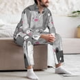 thumbnail image 7 of Naloa Cats Group Men’s Pajamas Set - Long Sleeve Button Down Sleep Shirt and Pajama Bottoms Sleepwear Set-Large, 7 of 7