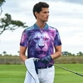 thumbnail image 3 of Honeii Cool Lion Head print Polo Shirt, a classic short-sleeved, button-down golf shirt designed for menX-Large, 3 of 6