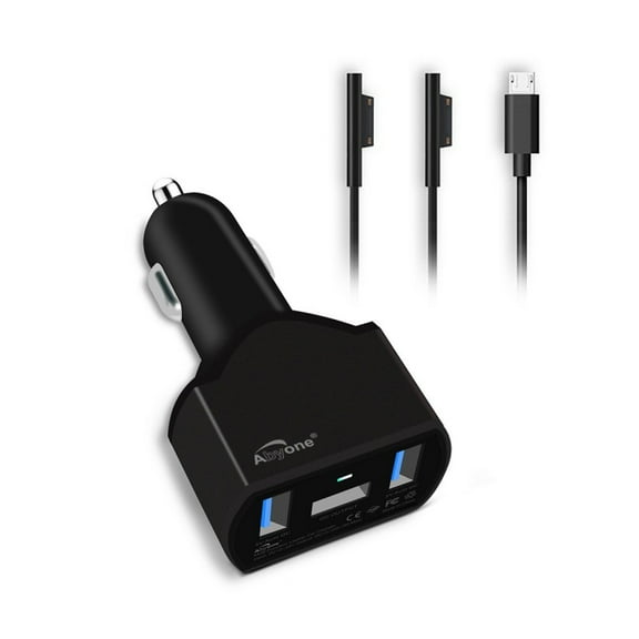 Abyone SCC90 3Ports 110W Car Charger for Surface Book Surface Pro 4 Surface Pro 3 Surface 3; Dual USB Ports 5V 4.8A Charging for Tablets and Smartphones