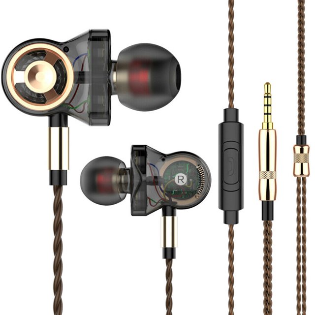 QKZ Auriculares estéreo Auriculares con cable Auriculares intrauditivos Control de cables Cable trenzado Auriculares con micrófono, Negro Inevent EL000235-01B