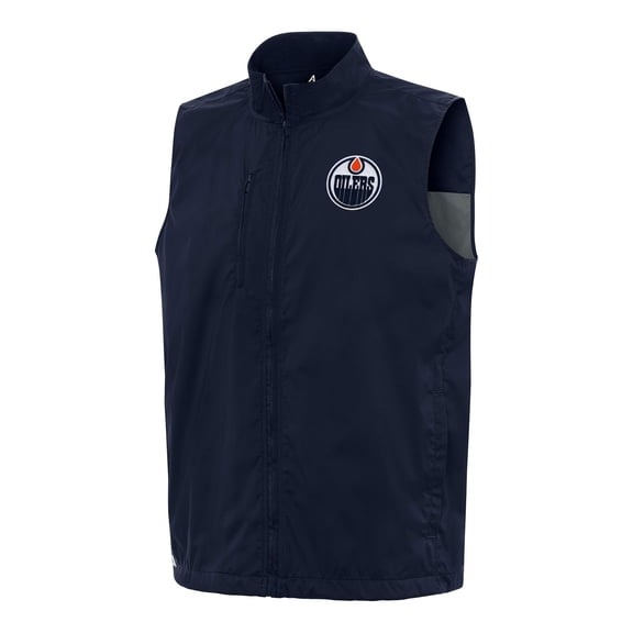 Men's Antigua  Navy Edmonton Oilers Brisk Full-Zip Vest