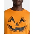 thumbnail image 4 of Halloween Crewneck Fleece Sweatshirt, Distressed Jack O' Lantern Pumpkin, Men's Sizes XS-3XL, 4 of 5