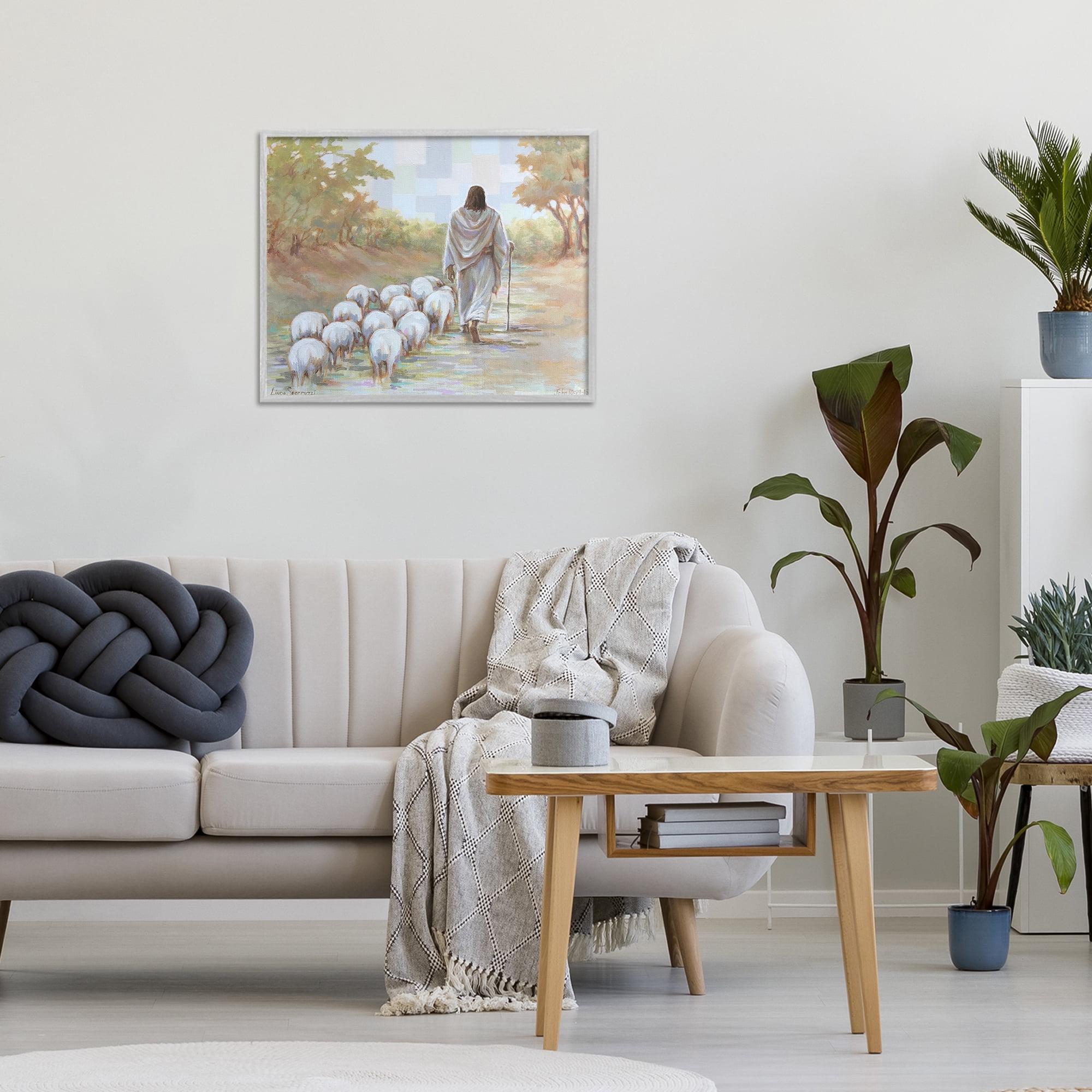 Stupell Industries Lead On Good Shepherd Gray Framed Giclee Art, design by Linda Sperruzzi