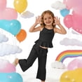 thumbnail image 6 of OGLCCG Girls Summer Outfit Set Sleeveless Ruffle Hem Tank Top and Wide Leg Pants Two Piece Girls Lightweight Outfits 4-15 Years, 6 of 7