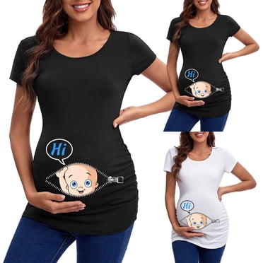 Gerichy Women Maternity Short Sleeve Letter Print Tops T-shirt Pregnancy Clothes