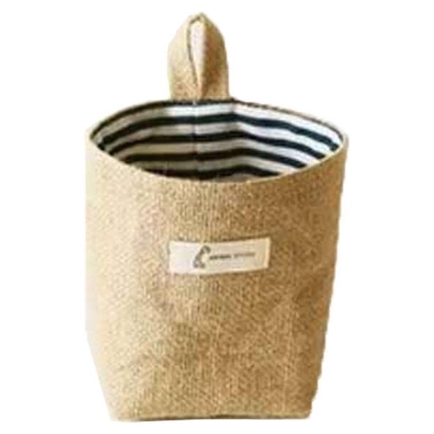 Matsuzay Cesta de almacenamiento colgante para sala de estar, saco organizador de ahorro de espacio de lino y algodón, bolsa de cosméticos Almacenamiento y organización del hogar