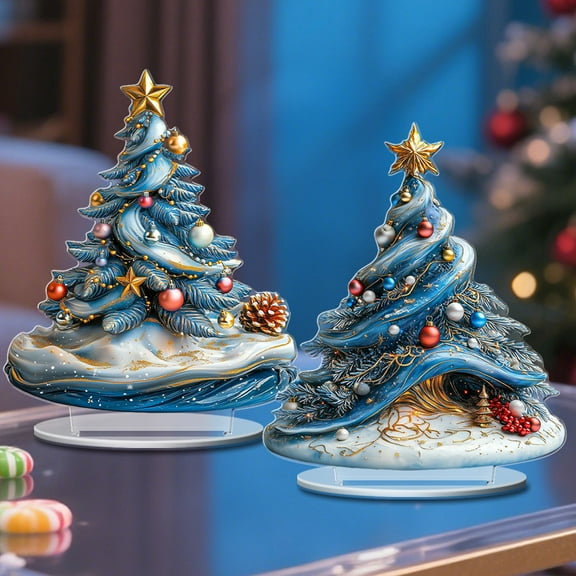 Xuniizn Table Top Christmas Tree, 8X6" Small Christmas Tree for Christmas Ornaments, Acrylic Tabletop Christmas Tree for Christmas Table Decorations, Mini Christmas Tree Ornaments, Holiday Gifts