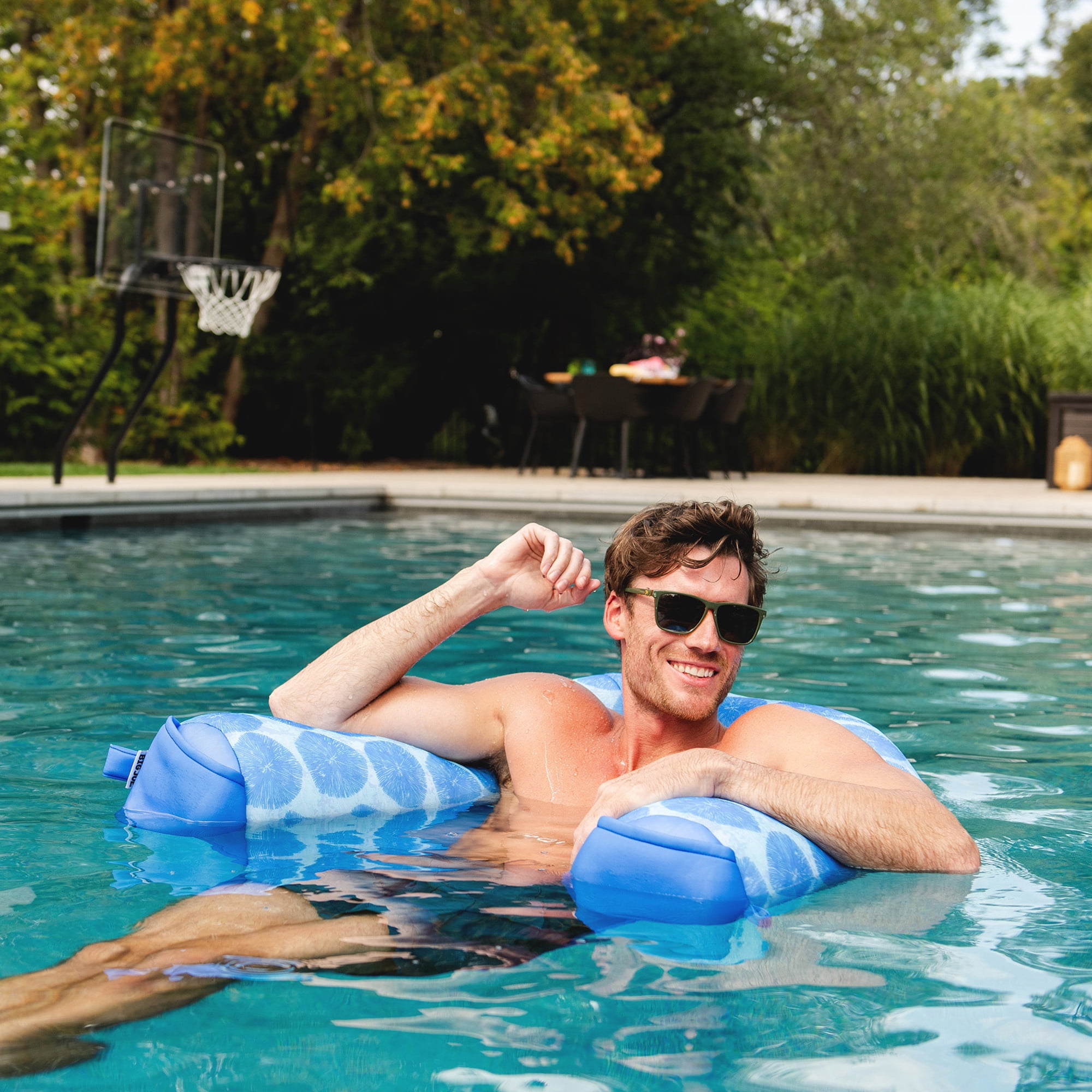 Big Joe Noodle Sling XL Pool Float, Coral Bloom, Doubled-Sided Mesh, Quick Draining Fabric, No Inflation Needed