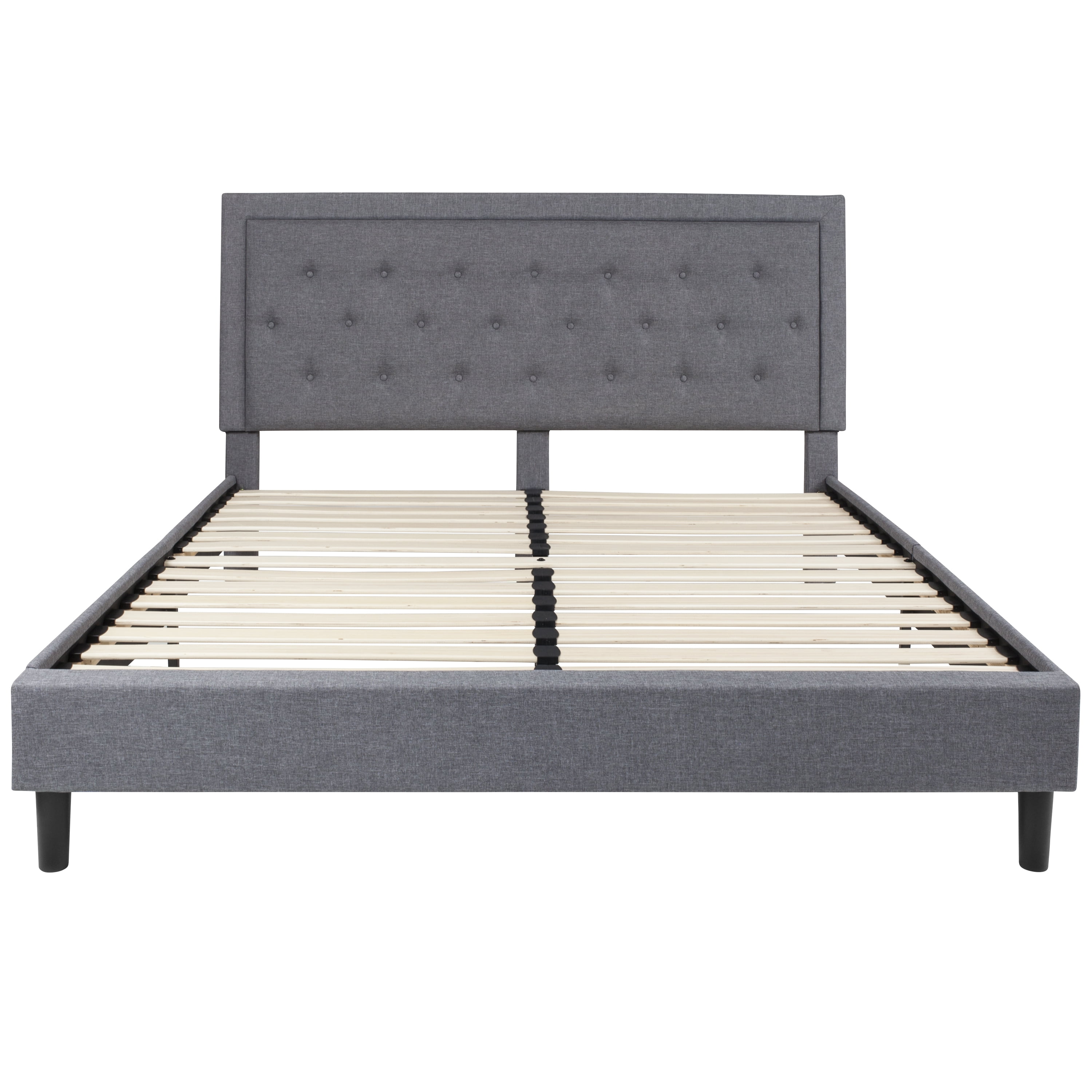 Flash Furniture Roxbury Twin Size Tufted Upholstered Platform Bed in Beige Fabric