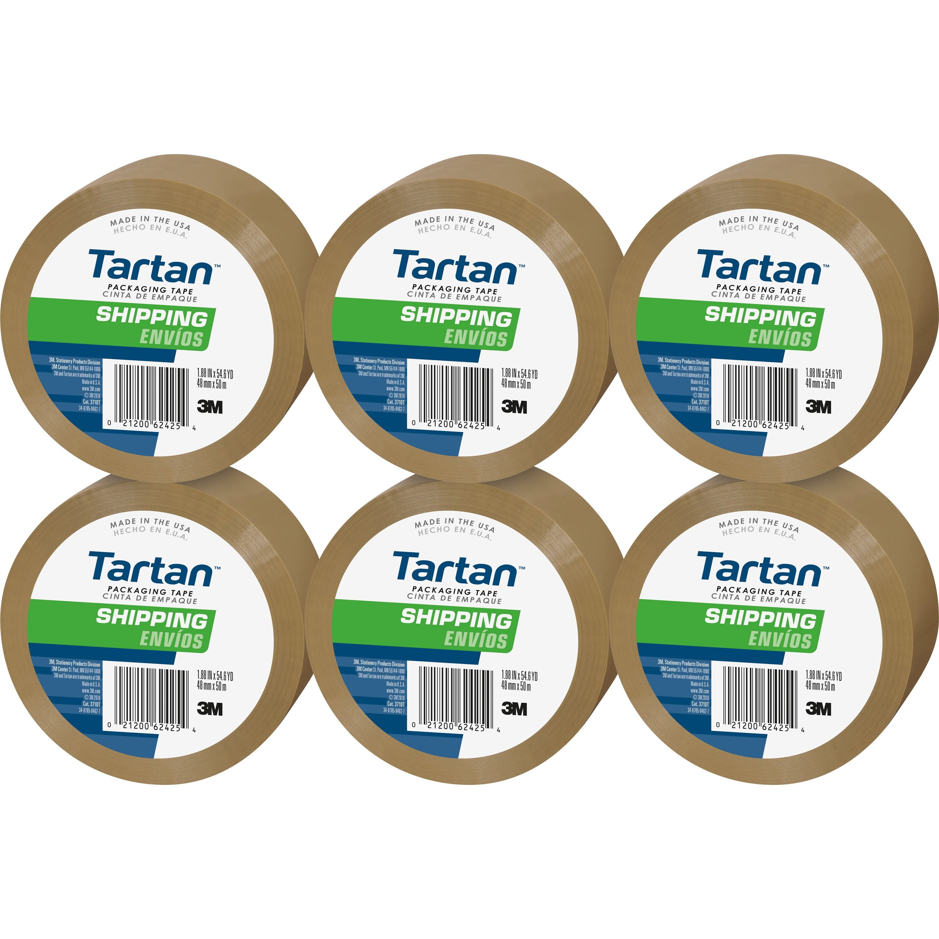 Tartan, MMM37102TNPK, GeneralPurpose Packaging Tape, 6 / Pack, Tan
