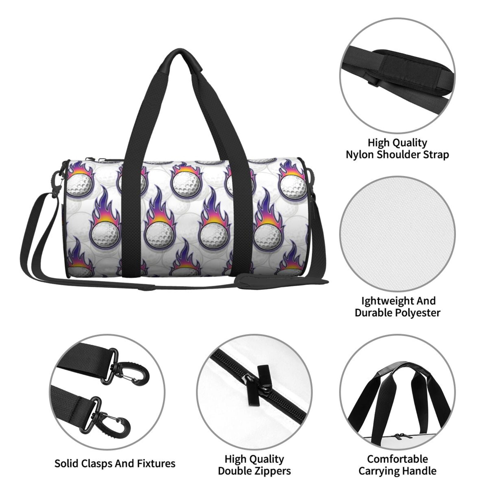Fuzoiu Golf balls Print Travel Bag, Large Capacity Travel Bag, Sports Gym Bag, Travel Duffel Bag, Weekender Overnight Bag for Women and Man