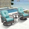 thumbnail image 2 of Seizeen Patio Furniture Set, 3 Pieces Outdoor Swivel Gliders Rocker, Wicker Bistro Set with Thickened Cushions, Rattan Porch Balcony Furniture Chair for 2 with Table, 360°Swivel, 2 of 9