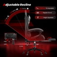 thumbnail image 3 of Frovlni Ergonomic Gaming Chair with Footrest for Adults, Height Adjustable High Back Reclining PU Leather Office Chair with Headrest and Lumbar Support, Black & Gray, 3 of 10