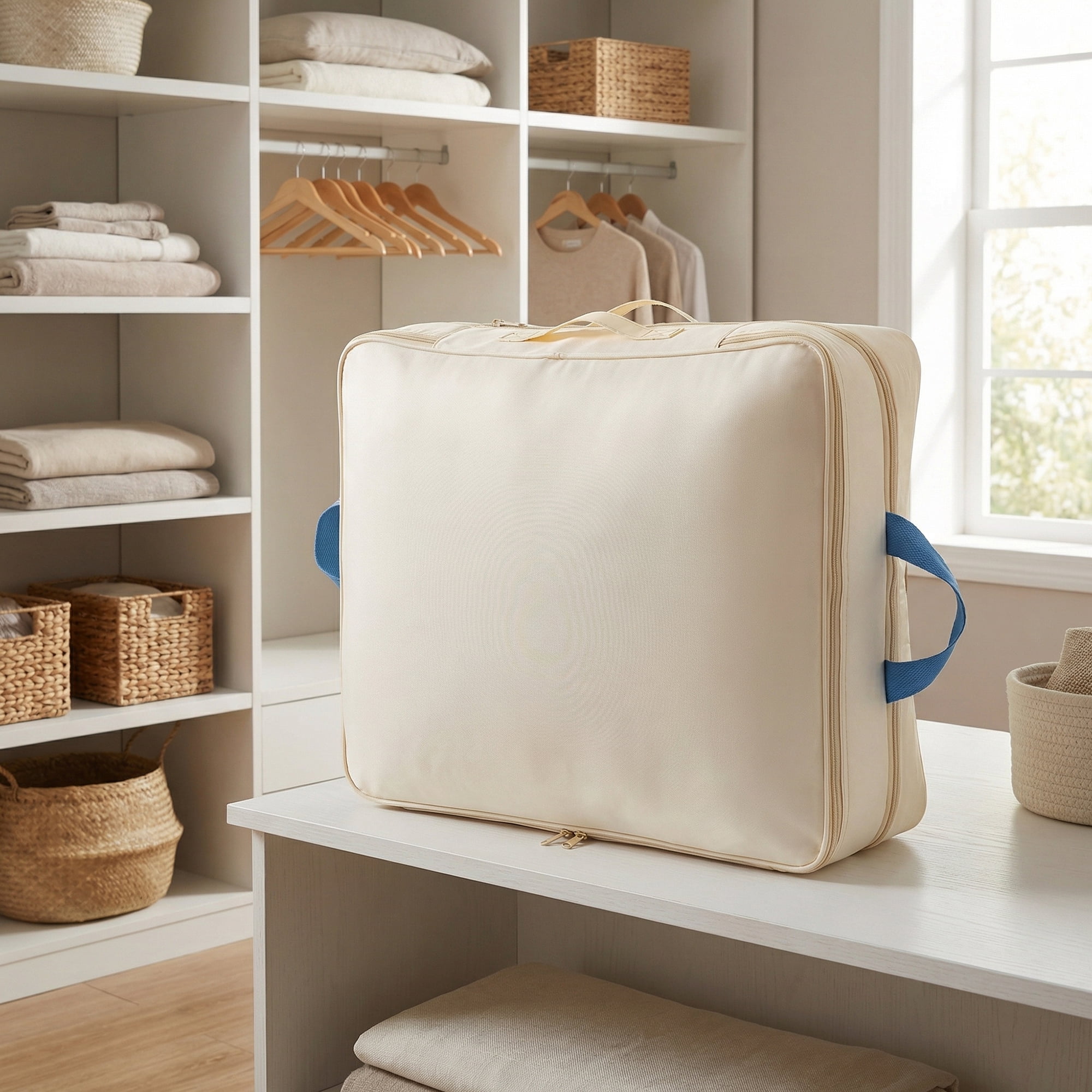 Unique Bargains Clothes Storage Bags for Organizing Bedroom White 19.7"x15.7"x11.8"