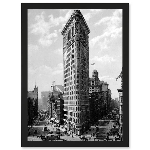Flat Iron Building New York NYC 1903 Vintage Historical Photo A4 Artwork Framed Wall Art Print