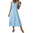thumbnail image 5 of Horkkom Maxi Dresses for Women Sleeveless Linen Summer Dresses Beach Casual Long Dresses with Pockets, S-2XL, 5 of 9